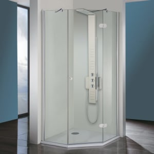 Steinkamp Living Fünfeckdusche 3-teilig 90 x 90 cm Anschlag rechts inkl. easypearl