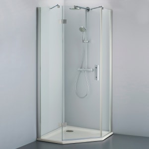 Steinkamp Lifestyle Fünfeckdusche 3-teilig 90 x 90 cm Anschlag links inkl. easypearl