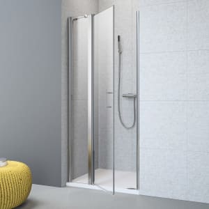 Planplus Drehtür mit Festteil für Nische 100 x 195 cm, Anschlag links