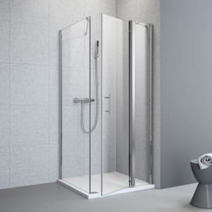 Planplus Drehtür mit Festteil und Seitenwand 100 x 100 x 195 cm, Anschlag rechts