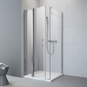 Planplus Drehtür mit Festteil und Seitenwand 80 x 80 x 195 cm, Anschlag links