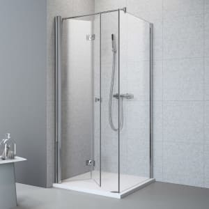 Planplus Drehfalttür mit Seitenwand 80 x 80 x 195 cm, Anschlag links