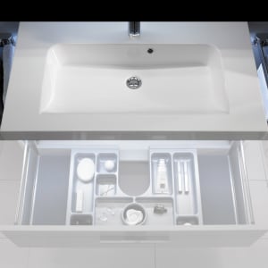 Pelipal Balto Mineralmarmor Waschtisch 92 cm mit LED-Zusatzbeleuchtung