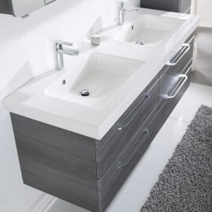 Pelipal Balto Mineralmarmor Doppelwaschtisch 147,8 cm mit LED Zusatzbeleuchtung