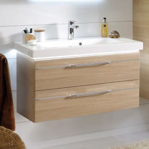 Pelipal Balto Waschtischkombination mit Mineralmarmorwaschtisch 92,4 cm, Griff Z1