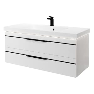 Pelipal Balto Waschtischkombination mit Mineralmarmorwaschtisch 123,4 cm, Griff V2, LED-Zusatzbeleuchtung