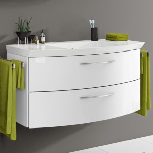 Pelipal Cassca Waschtischkombination mit Mineralmarmorwaschtisch 101 cm ohne Hahnloch , Griff N1