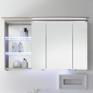 Pelipal Contea Spiegelschrank 119 x 16 x 73 cm mit LED Beleuchtung im Kranz, Fach links, Modul UN, Waschplatzbeleuchtung