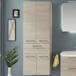 Pelipal Serie 6025 Hochschrank 60 x 33 x 168 cm, 4 Drehtüren, 1 Auszug, Griff R1