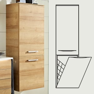 Pelipal Serie 6025 Midischrank 30 x 33 x 121 cm, 1 Wäschekippe, 1 Drehtür, Griff R1, Anschlag rechts