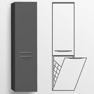 Pelipal Serie 6025 Midischrank 30 x 33 x 121 cm, 1Wäschekippe, 1 Drehtür, Griff GL, Anschlag rechts