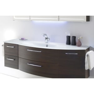 Pelipal Serie 7005 Glas-Waschtisch 152 cm mit Abrundung rechts