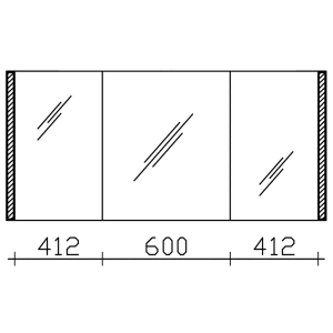 Pelipal S25 Spiegelschrank mit seitl. LED Lichtprofil 150 x 17 x 70 cm, Modul rechts außen