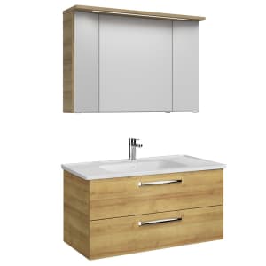 Pelipal Trentino Möbelkombination mit Keramikwaschtisch 108 cm, SPS 3D mit LED Leuchte im Kranzboden