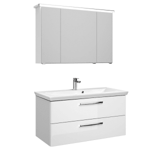 Pelipal Trentino Möbelkombination mit Mineralmarmorwaschtisch 110 cm, SPS LED Profil