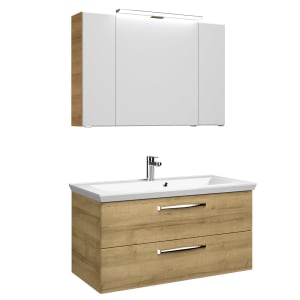 Pelipal Trentino Möbelkombination mit Mineralmarmorwaschtisch 110 cm, SPS LED Aufbauleuchte