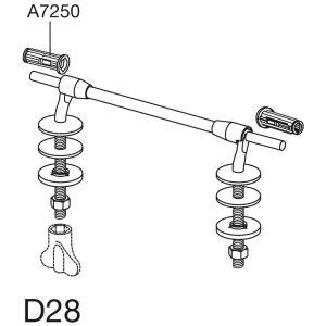 Pressalit Spezialscharnier D28 mit durchgehender Welle, fest