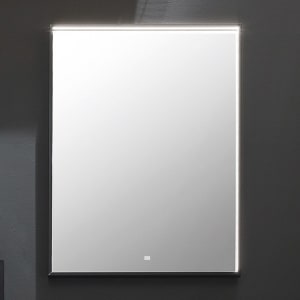 Puris Aspekt Badspiegel 60 x 64 cm mit LED-Alurahmen in Schwarz matt und Emotion-Beleuchtung