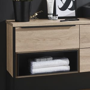 Puris Aspekt Waschtischunterschrank 60 cm mit 1 Einschubregal in schwarz, Griff 339