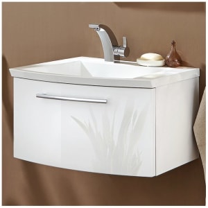 Puris for Guests Möbelkombination mit Evermite-Mineralguss-Möbelwaschtisch 60 cm, Ablage rechts