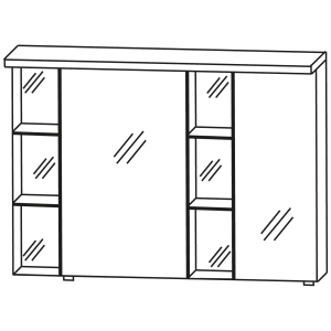 Puris Linea Spiegelschrank 100 cm mit Gesimsboden inkl. LED-Beleuchtung, kleine Tür rechts