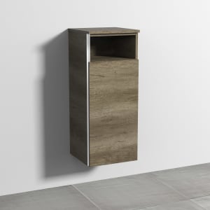 Sanipa 3way Mittelschrank 35 cm, 1 Tür mit Anschlag rechts, 1 offenes Fach, mit Griff-Leiste