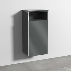 Sanipa 3way Mittelschrank 40 cm, 1 Tür mit Anschlag rechts, 1 offenes Fach, mit Griff-Leiste