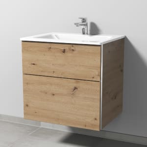 Sanipa 3way Kombination mit Glaswaschtisch 61,5 cm, 2 Auszüge mit Griff-Leiste