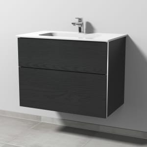 Sanipa 3way Kombination mit Keramikwaschtisch Design 80 cm, 2 Auszüge mit Griff-Leiste