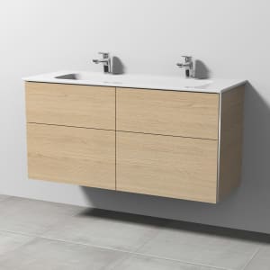 Sanipa 3way Kombination mit Keramik-Doppelwaschtisch Design 120 cm, 4 Auszüge mit Griff-Leiste
