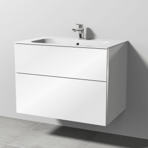 Sanipa 3way Kombination mit Keramikwaschtisch Finion 80 cm, 2 Auszüge mit Griff-Leiste