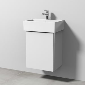 Sanipa 3way Waschtischunterbau für Keramik-Waschtisch Vero Air 45 cm, 1 Tür, Anschlag links, mit Griffleiste