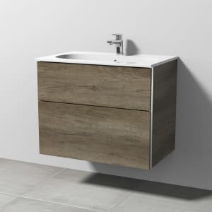 Sanipa 3way Waschtischunterbau für Keramik-Waschtisch Acanto Slim 75 cm, 2 Auszüge mit Griffleisten