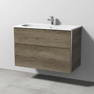 Sanipa 3way Waschtischunterbau für Keramik-Waschtisch Acanto Slim 90 cm, 2 Auszüge mit Griffleisten