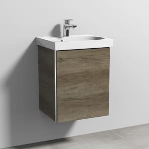 Sanipa 3way Waschtischunterbau für Keramik-Waschtisch Acanto 45 cm, 1 Tür, Anschlag rechts, mit Griffleiste