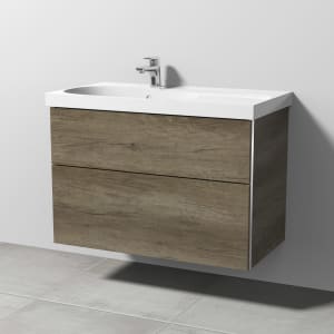 Sanipa 3way Waschtischunterbau für Keramik-Waschtisch Acanto 90 cm Ablagefläche rechts, 2 Auszüge mit Griffleisten