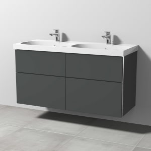 Sanipa 3way Waschtischunterbau für Keramik-Doppelwaschtisch Acanto 120 cm, 4 Auszüge mit Griffleisten