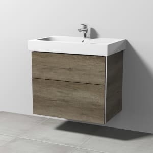 Sanipa 3way Waschtischunterbau für Keramik-Waschtisch iCon 75 cm, 2 Auszüge mit Griffleisten