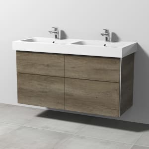 Sanipa 3way Waschtischunterbau für Keramik-Doppelwaschtisch iCon 120 cm, 4 Auszüge mit Griffleisten