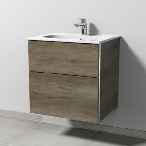 Sanipa 3way Waschtischunterbau für Keramik-Waschtisch Acanto 60 cm, flach, 2 Auszüge mit Stangengriff 0100