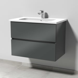 Sanipa Solo One Euphoria Waschtischkombination mit Keramikwaschtisch 78 cm, 2 Auszüge