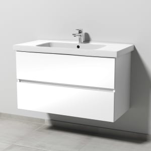 Sanipa Solo One Harmonia Waschtischkombination mit Keramikwaschtisch 100 cm, 2 Auszüge