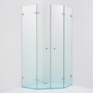 Sprinz Fortuna Fünfeck-Dusche rahmenlos, 2-türig,  bis 90 x 90 cm