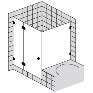 Sprinz Fortuna Tür mit Seitenwand an Badewanne rahmenlos Anschlag links, Höhe 210 cm