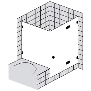 Sprinz Fortuna Tür mit Seitenwand an Badewanne bis 100 x 100 cm, Anschlag rechts