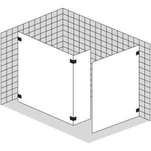 Sprinz Inloop Walk-In mit Festteil und Seitenwand, Beschläge eckig, Breite bis 90 cm