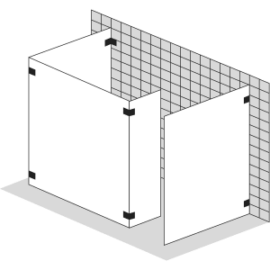 Sprinz Inloop Walk-In mit 2 Festteilen und Seitenwand, Beschläge eckig, Breite bis 90 cm