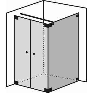 Sprinz Walk-In Plus Doppel-Pendeltür mit rechter Tür an Seitenwand, Breite bis 120 cm
