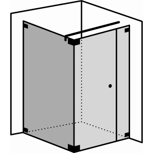 Sprinz Walk-In Plus Festteil mit Pendeltür links, Breite bis 100 cm