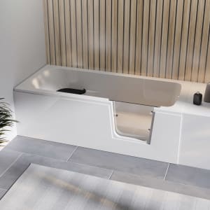 Steinkamp easy entry Badewanne 160 x 75 cm mit Glastür rechts, Trio Ablauf und Acrylverkleidung